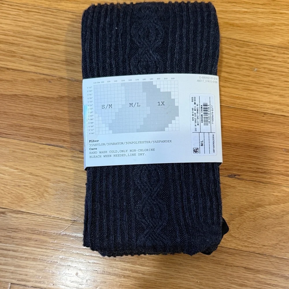 a new day Black Ribbed Cable Sweater Tights
